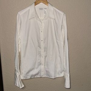Liz Claiborne White Button Down Blouse Large